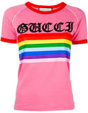'Loved Rainbow' Stripe T-shirt - DESIGNER INSPIRED FASHIONS