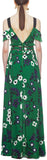 Cold Shoulder Floral Printed Maxi Dress in Green