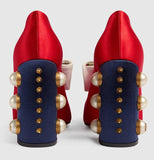 Satin Studded Pumps