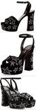 Silver Stars Suede Sandal, Black