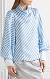 Blue Striped Twill Top - DESIGNER INSPIRED FASHIONS