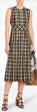 Sleeveless Pleat Detail Check Georgette Dress