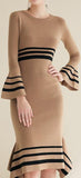 Asymmetric Striped Knit Dress