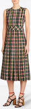 Sleeveless Pleat Detail Check Georgette Dress