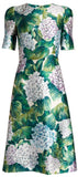 Hortensia Print A-line Shantung Dress - DESIGNER INSPIRED FASHIONS