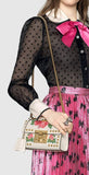Padlock Embroidered Leather Shoulder Bag, White - DESIGNER INSPIRED FASHIONS