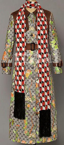 Patch Printed Coat & Scarf - DESIGNER INSPIRED FASHIONS