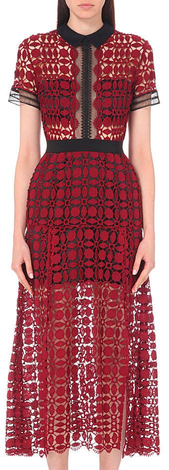 Guipure Embroidered Midi Dress - DESIGNER INSPIRED FASHIONS
