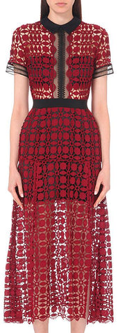 Guipure Embroidered Midi Dress - DESIGNER INSPIRED FASHIONS