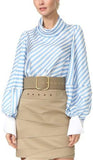 Blue Striped Twill Top - DESIGNER INSPIRED FASHIONS