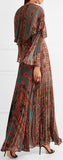 Cape Back Pleated Georgette Maxi Dress