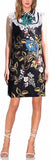 Embellished-Bow Lace-Bib Collar Printed Jacquard Dress - Black or White - DESIGNER INSPIRED FASHIONS