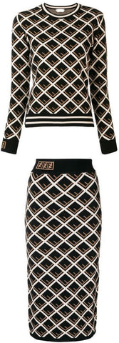 FF Logo Knit Sweater and Skirt Set