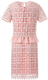 Macrame Frill-Hem Top & Skirt Set, Pink - DESIGNER INSPIRED FASHIONS