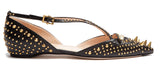 'Unia' Studded Leather Flats - Black or Pink