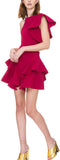 Ruffled-Sleeve Top & Short Set, Red - DESIGNER INSPIRED FASHIONS