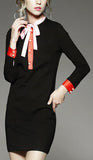 Color Contrast Tie Shirt Dress - DESIGNER INSPIRED FASHIONS