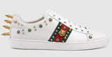 Ace Studded Leather Low Top Sneakers - White