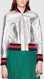Metallic Silver Bomber Jacket - DESIGNER INSPIRED FASHIONS