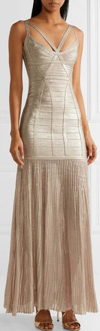 'Zhenya' Woodgrain Foil-Print Bandage Gown