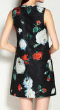Sequin-Rose-Embellished Jacquard Mini Shift Dress - DESIGNER INSPIRED FASHIONS