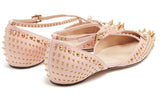 'Unia' Studded Leather Flats - Black or Pink