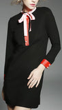 Color Contrast Tie Shirt Dress - DESIGNER INSPIRED FASHIONS