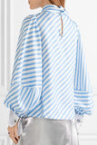 Blue Striped Twill Top - DESIGNER INSPIRED FASHIONS