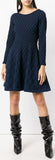 Flared Geometric Knitted Dress, Blue