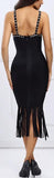 Studded Tassel Halter Bandage Dress