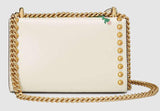 Padlock Embroidered Leather Shoulder Bag, White - DESIGNER INSPIRED FASHIONS