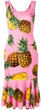 Pineapple Print Peplum-Hem Dress, Pink - DESIGNER INSPIRED FASHIONS