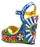 'Carretto Siciliano' Print Wedge Sandals - DESIGNER INSPIRED FASHIONS