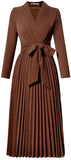 Pleated Sparkle Knit Wrap Dress - Black or Brown