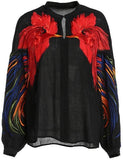 Embroidered Silk Blouse, White or Black - DESIGNER INSPIRED FASHIONS