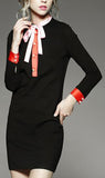 Color Contrast Tie Shirt Dress - DESIGNER INSPIRED FASHIONS