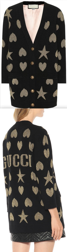 Shape Print Wool Cardigan Sweater