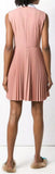 Embellished Collar Flared Pleated Dress, Pink