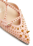 'Unia' Studded Leather Flats - Black or Pink