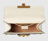 Padlock Embroidered Leather Shoulder Bag, White - DESIGNER INSPIRED FASHIONS