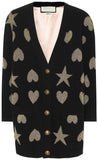 Shape Print Wool Cardigan Sweater