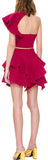 Ruffled-Sleeve Top & Short Set, Red - DESIGNER INSPIRED FASHIONS