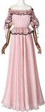 Ruched Lace-Trim Lace-up-Sleeved Maxi Dress - DESIGNER INSPIRED FASHIONS
