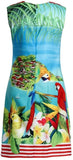 Tropical Island & Parrot Print Jacquard Mini Shift Dress - DESIGNER INSPIRED FASHIONS