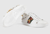 Ace Studded Leather Low Top Sneakers - White