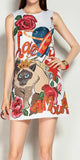 Embellished Cartoon-Print Jacquard Shift Dress - DESIGNER INSPIRED FASHIONS