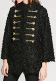 Black Wool Short Military Coat