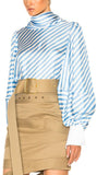 Blue Striped Twill Top - DESIGNER INSPIRED FASHIONS