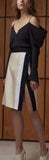 Black Cold-Shoulder Top & Asymmetric Skirt Set - DESIGNER INSPIRED FASHIONS