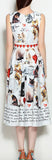 Cat & Heart Print A-Line Dress - DESIGNER INSPIRED FASHIONS